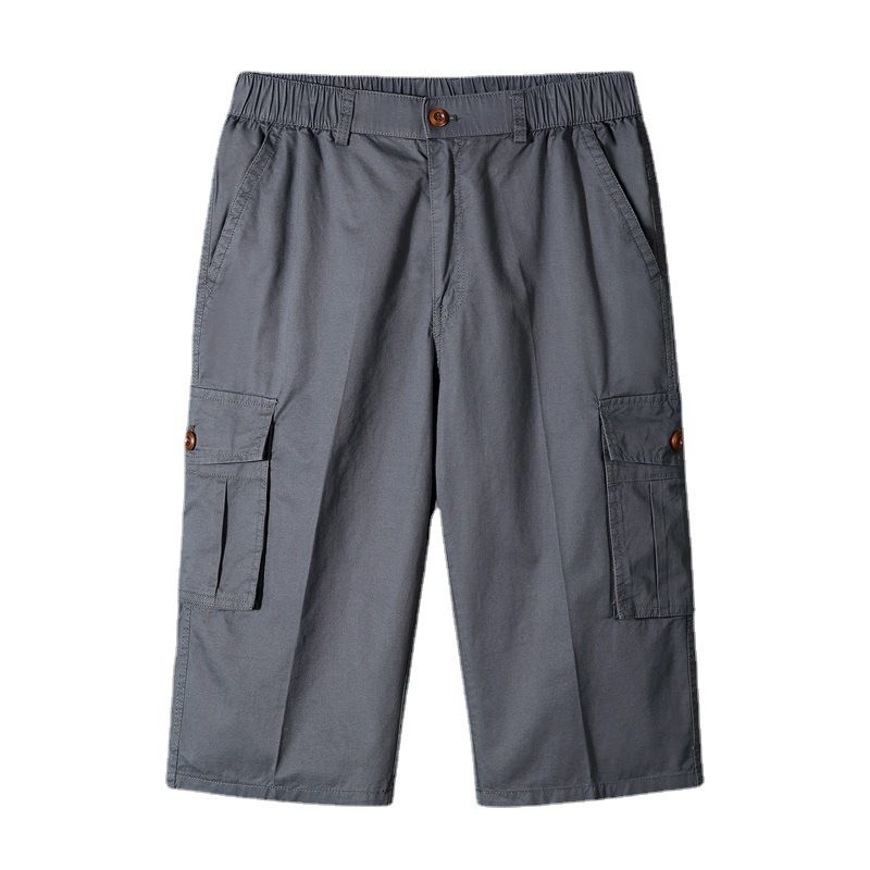 Sommershorts Til Mænd Multi-pocket Straight Tooling Løse Afskårne Bukser