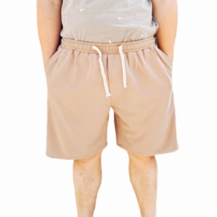 Strandshorts Til Mænd Løse Shorts Sport Store Bukser Åndbare Ensfarvede Cropped