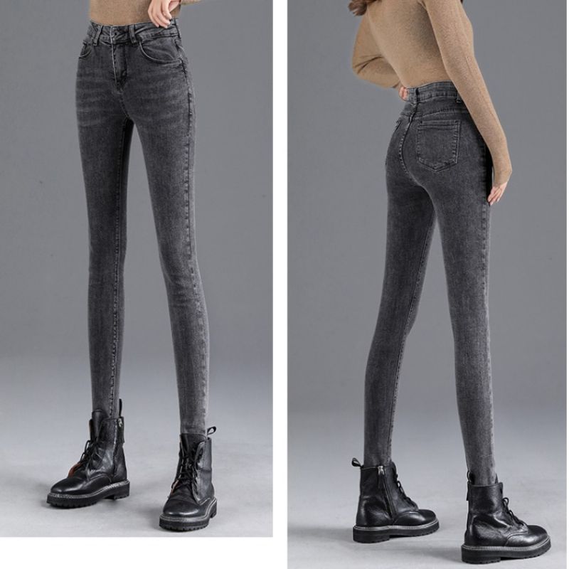 Stretch Højtaljede Jeans Dame Skinny Slim