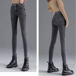 Stretch Højtaljede Jeans Dame Skinny Slim