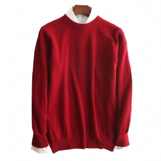 Strik Herre Sweater Med Rund Hals Fortykket Løs V-hals Pullover Lange Ærmer