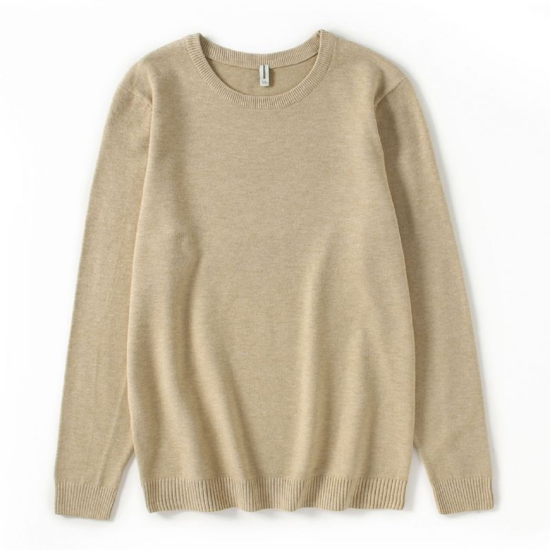 Strik Til Mænd Ensfarvet Sweater Pullover Med Rund Hals