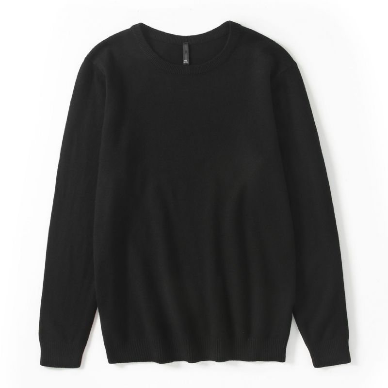 Strik Til Mænd Ensfarvet Sweater Pullover Med Rund Hals