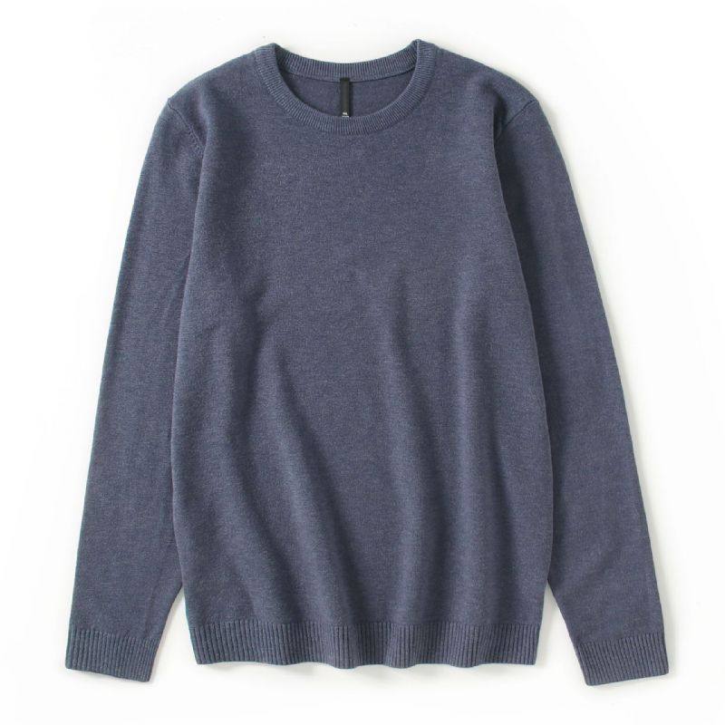 Strik Til Mænd Ensfarvet Sweater Pullover Med Rund Hals