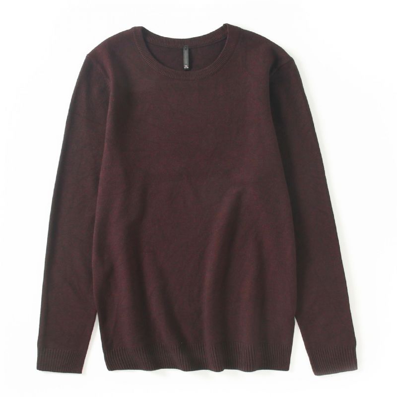 Strik Til Mænd Ensfarvet Sweater Pullover Med Rund Hals