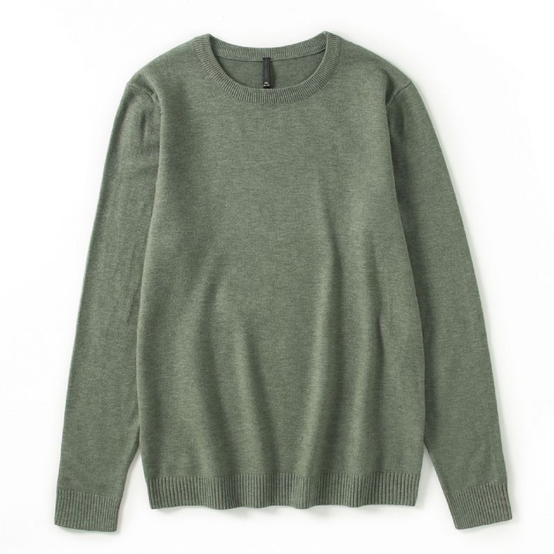 Strik Til Mænd Ensfarvet Sweater Pullover Med Rund Hals