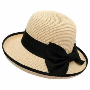 Sunshade Stråhat Damemode Elegant Sløjfe Knot Top Hat Sommer