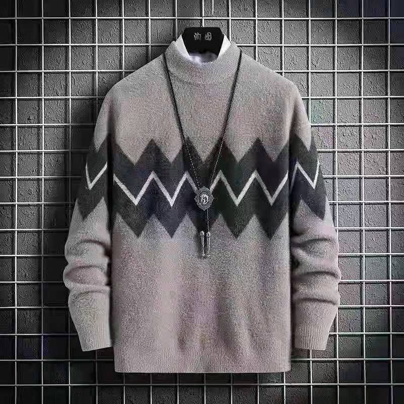 Sweater Herre Fortykket Trendy Personlighedstrøje Ensfarvet