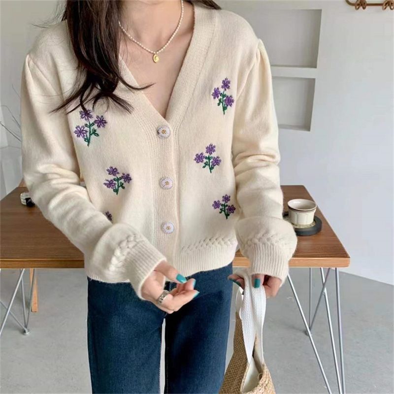 Sweater Lille Cardigan Kvindelig Floret Mode Nyt Forår Temperament Top Kvinde