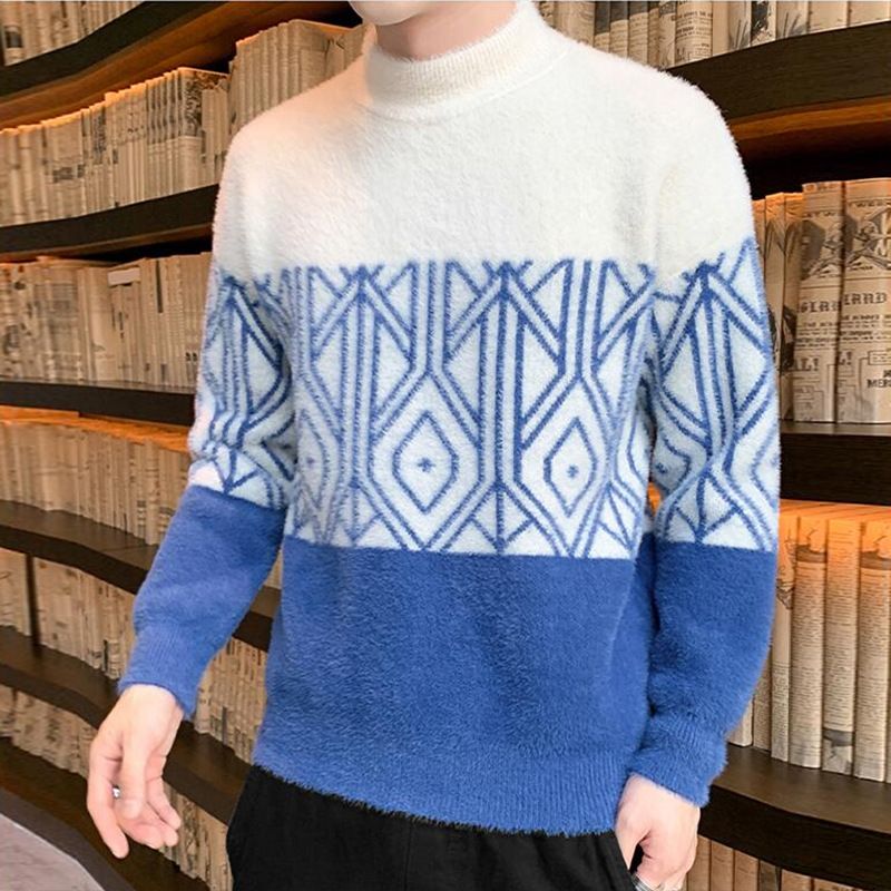 Sweater Mænd Halv Rullekrave Tykt Afsnit Varm Efterår Og Vinter Trend