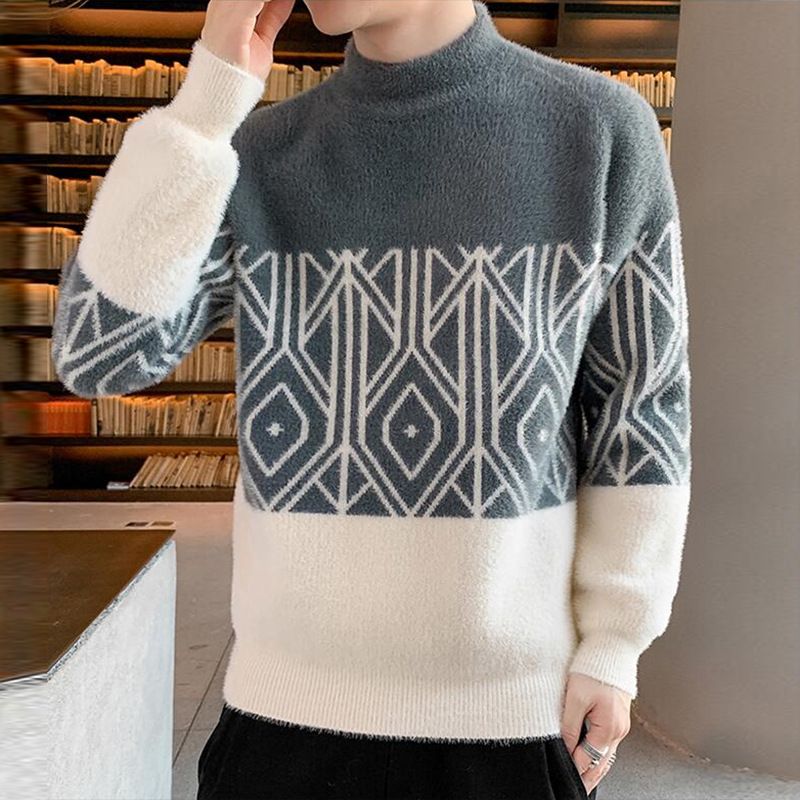 Sweater Mænd Halv Rullekrave Tykt Afsnit Varm Efterår Og Vinter Trend