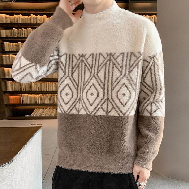 Sweater Mænd Halv Rullekrave Tykt Afsnit Varm Efterår Og Vinter Trend