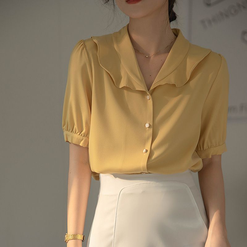 Temperament White Shirt Lady Fashion Chic High Sense Top