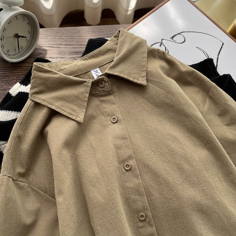 Thick Section Shirt Dame Lapel Loose Casual Cardigan