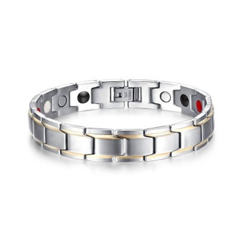 Titanium Stål Personlighed Sort Guld Germanium Par Armbånd Magnetisk Element