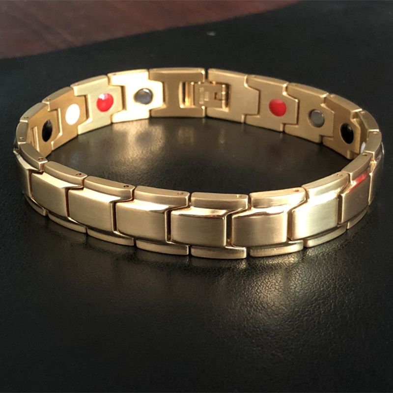 Titanium Stål Personlighed Sort Guld Germanium Par Armbånd Magnetisk Element