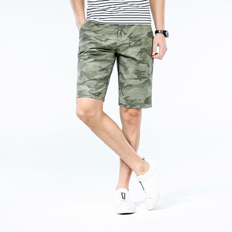 Trendy Camouflage 5-punkts Shorts Til Mænds Løst Tynde Snit Overalls