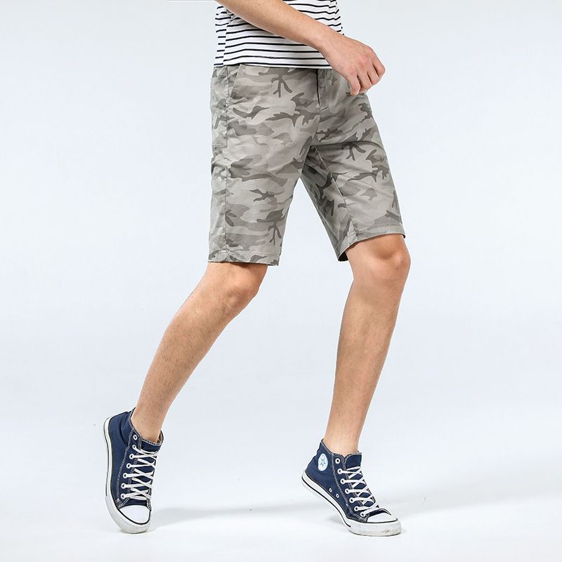 Trendy Camouflage 5-punkts Shorts Til Mænds Løst Tynde Snit Overalls