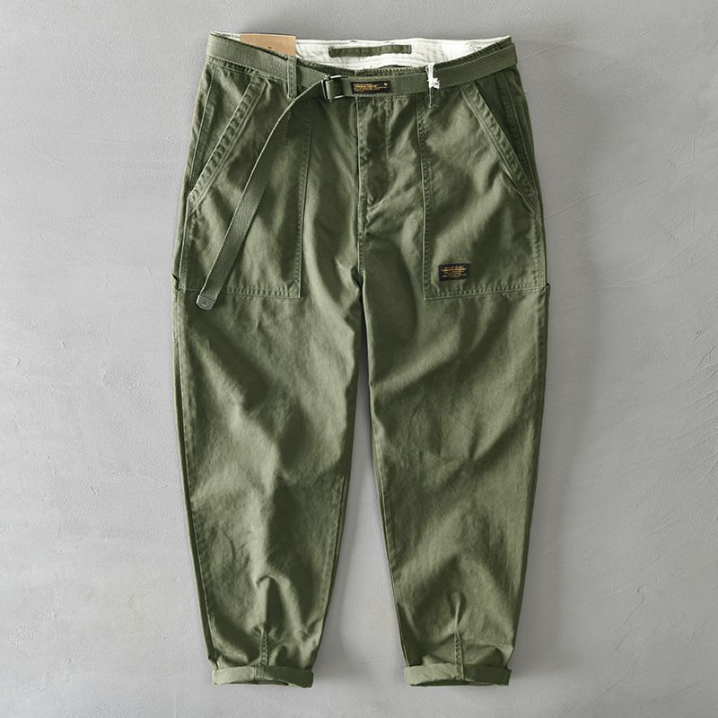 Trendy Overalls Til Mænd Retro Military Green Løs Lige Casual