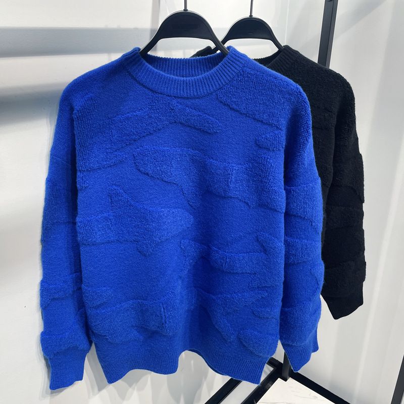 Tyk Rund Hals Til Mænds Nye Casual Jacquard Hval Sweater