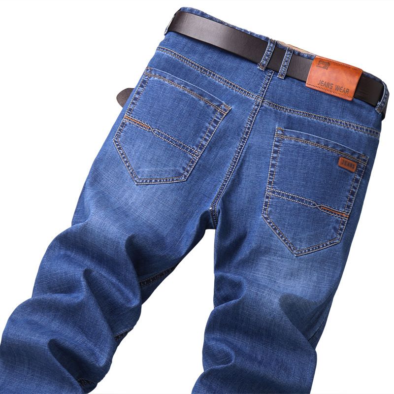 Tynde Stretch Jeans Mænd Trend Løse Bukser Med Lige Ben