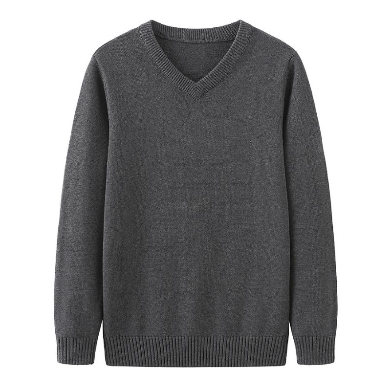 V-hals Sweater Fortykket Jakke Langærmet