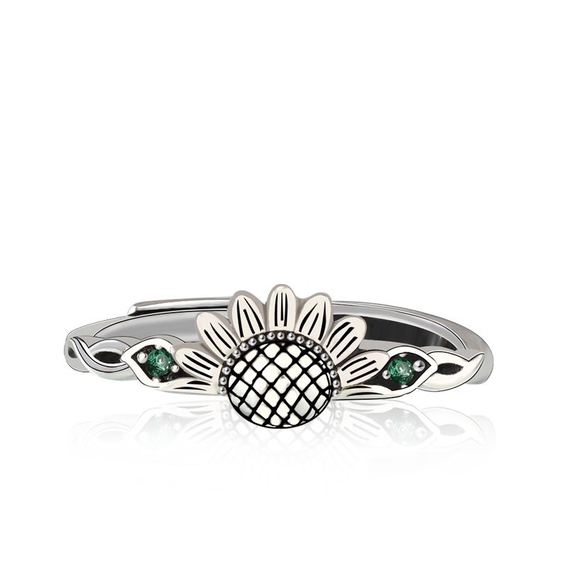 Valentinsdag Originalt Design Parring Solsikke Retro Kunst Sterling Sølv S925 Ring