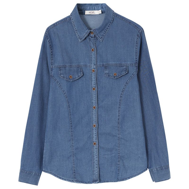 Vintage Denim Skjorte Langærmet Dame