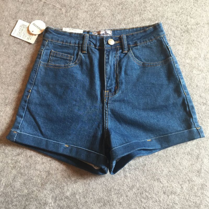 Vintage Højtalje Stretch Dameshorts Slim Fit Denimshorts