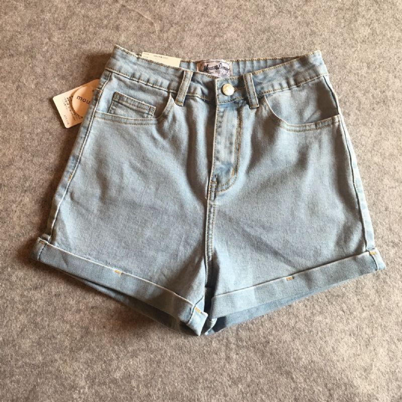 Vintage Højtalje Stretch Dameshorts Slim Fit Denimshorts