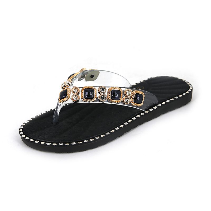 2023 Hjemmesko Dame Sommersandaler Flip Flops Rhinestone Fashion