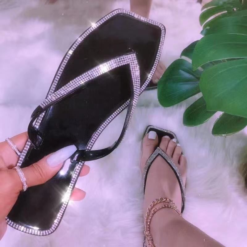 Nye Store Størrelser Damesko Flip Flops Sko Rhinestone Jelly Sandaler Kvinder