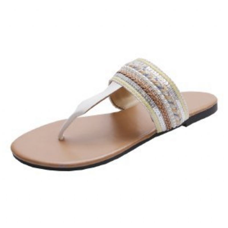 Store Størrelse Flip Flops Sandaler Dame Metalspænde Åben Tå Behagelig Blød Bund Rem Flad Sommer Pinch Hjemmesko Sko