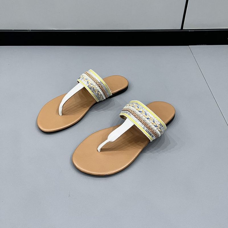 Store Størrelse Flip Flops Sandaler Dame Metalspænde Åben Tå Behagelig Blød Bund Rem Flad Sommer Pinch Hjemmesko Sko