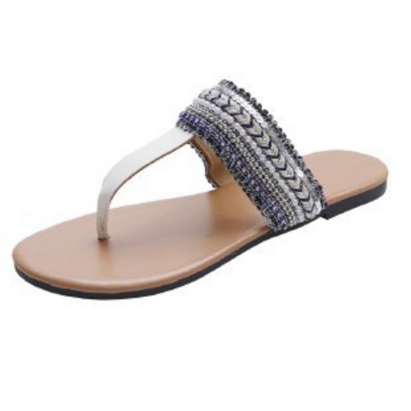 Store Størrelse Flip Flops Sandaler Dame Metalspænde Åben Tå Behagelig Blød Bund Rem Flad Sommer Pinch Hjemmesko Sko