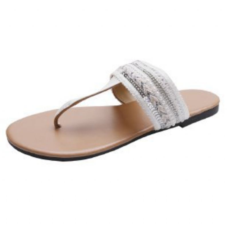 Store Størrelse Flip Flops Sandaler Dame Metalspænde Åben Tå Behagelig Blød Bund Rem Flad Sommer Pinch Hjemmesko Sko