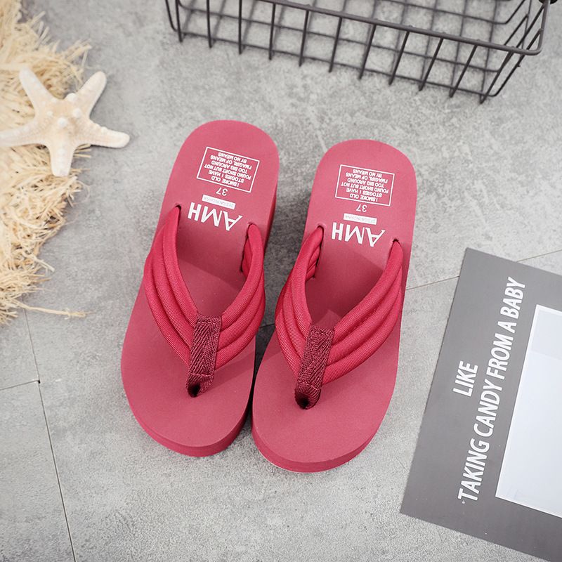 Tykt Bælte Tyk Bund Skridsikre Flip Flops Kvinder 6.5 cm Høj Hæl