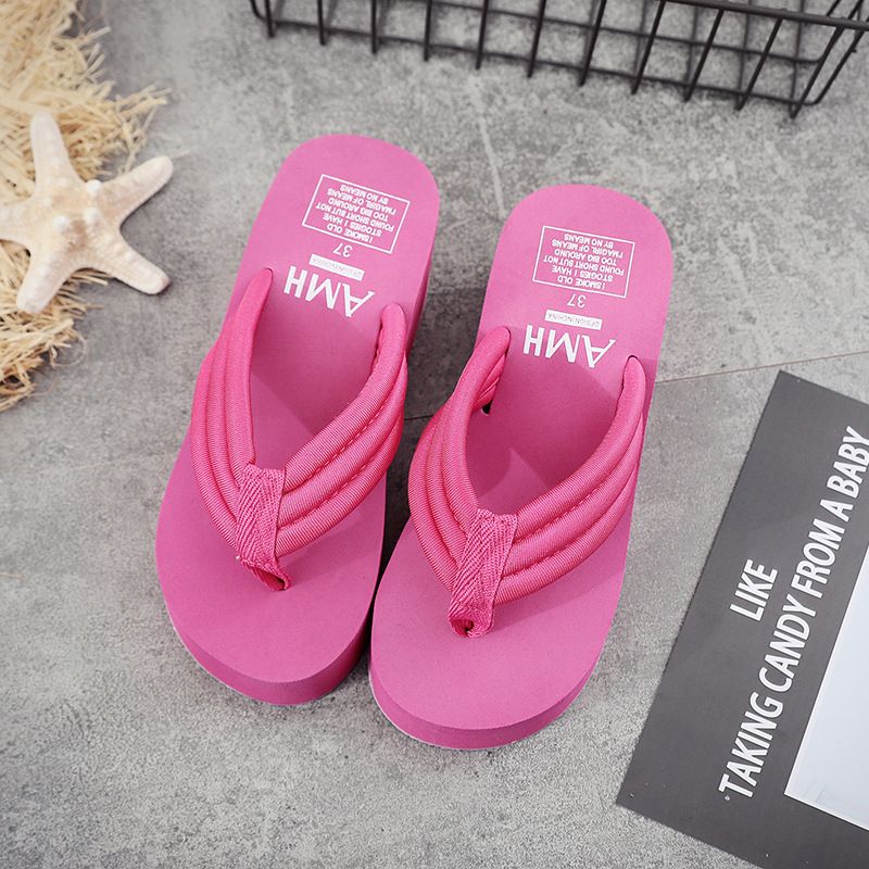 Tykt Bælte Tyk Bund Skridsikre Flip Flops Kvinder 6.5 cm Høj Hæl