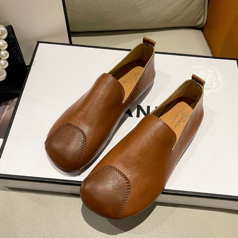 2023 Tidligt Forår Nye Retro Bløde Ærter Sko Slip-on Loafers Rund Tå Komfortable Kjole Sko Kvinder