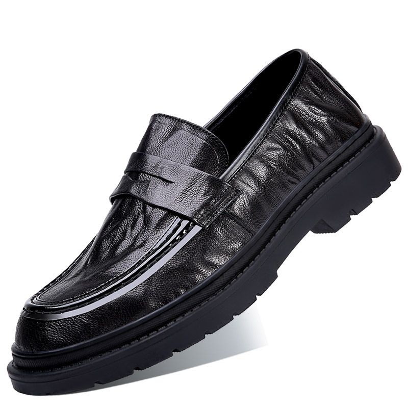 2023 Forår Herresko Åndbar Læder Slip-on Loafers Tyksålede Business Herre Fritidssko Trendy Flade Sko