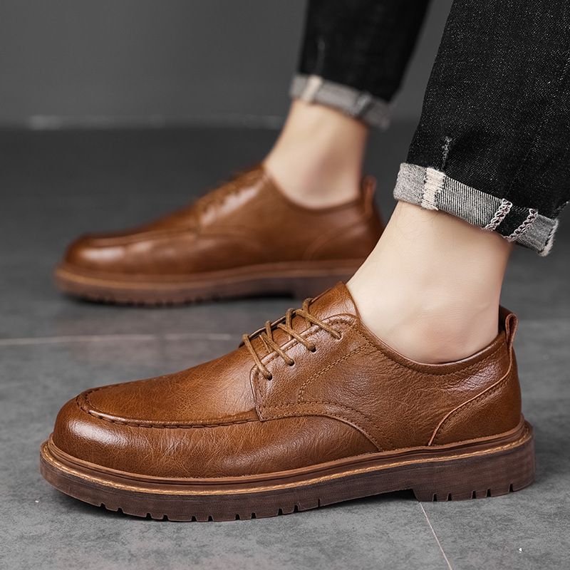 2023 Forår New Fashion Dress Sko Mode Brogue Sko Herre Fritidssko Retro Læder Martin Boots