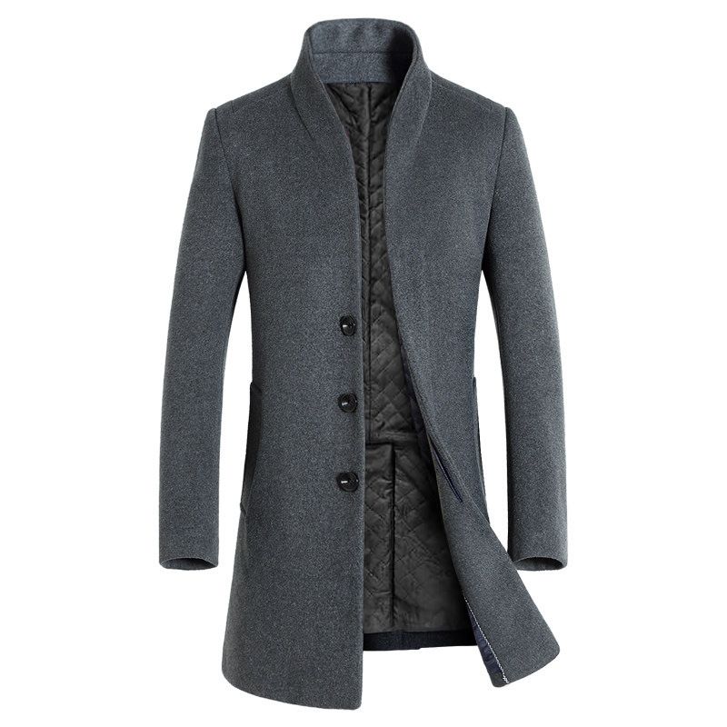 2023 Lang Slim Wool Coat Windbreaker-jakke Til Mænd