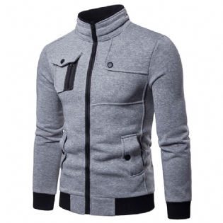 2023 Mænds Standkravejakke Multi Pocket Sportsjakke Cardigan