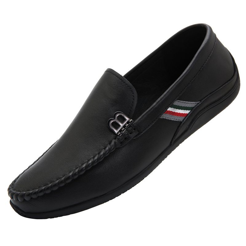 2023 Nye Ægte Læder Herre Ærter Sko Flad Casual Dress Sko Slip-on Herresko