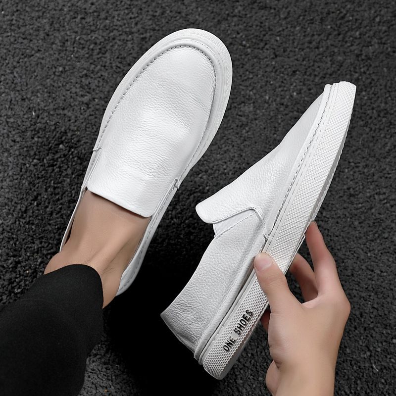 Ægte Læder Herre 2023 Nye Efterår Og Vinter Slip-on Casual Sneakers Loafers Trend