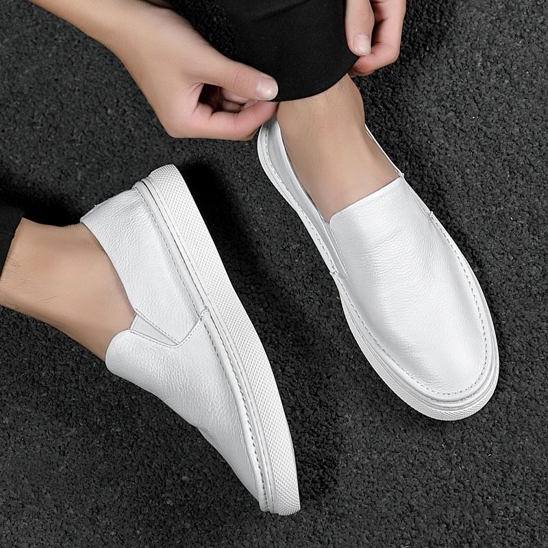 Ægte Læder Herre 2023 Nye Efterår Og Vinter Slip-on Casual Sneakers Loafers Trend