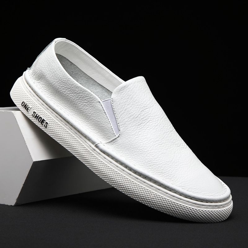 Ægte Læder Herre 2023 Nye Efterår Og Vinter Slip-on Casual Sneakers Loafers Trend