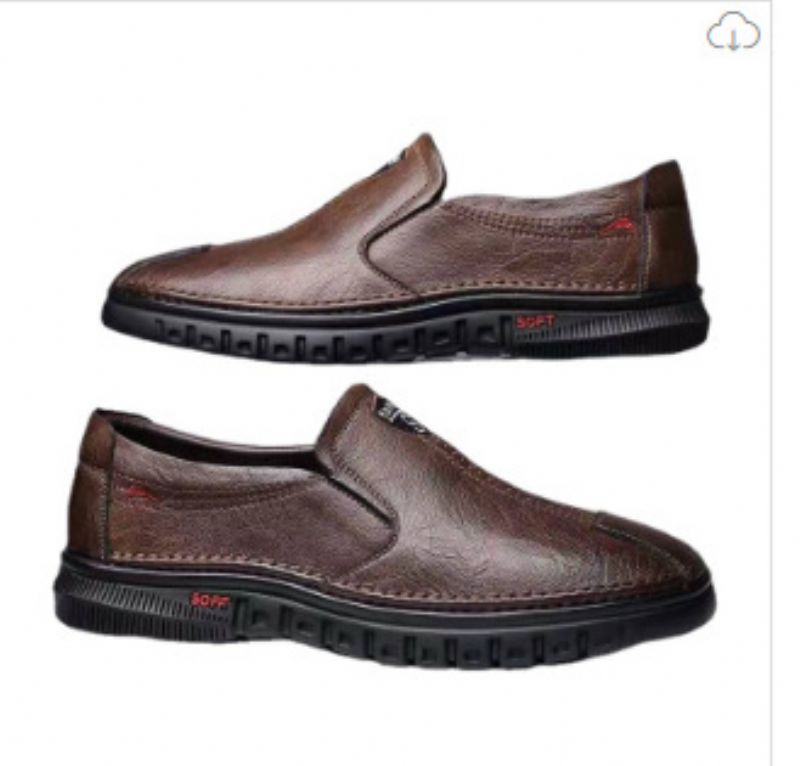 Blødt Læder Åndbar Kjole Sko Unge Mænds Business Blød Sål Afslappet Herresko Slip-on Ærter Sko