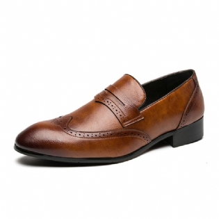 Brogue Sko Herresko Slip-on Åndbar Trendy Ungdom Business Casual Dress Sko Spidse Ærter Sko