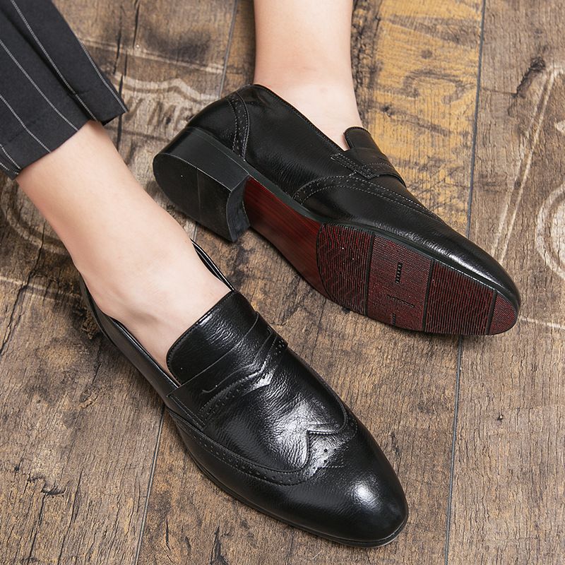 Brogue Sko Herresko Slip-on Åndbar Trendy Ungdom Business Casual Dress Sko Spidse Ærter Sko